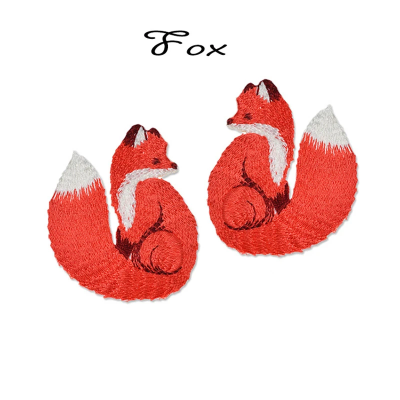 

AHYONNIEX Brand Iron On Embroidered Cute Fox Patches Clothes Bags DIY Applique Embroidery Parches Iron Patch for Clothes