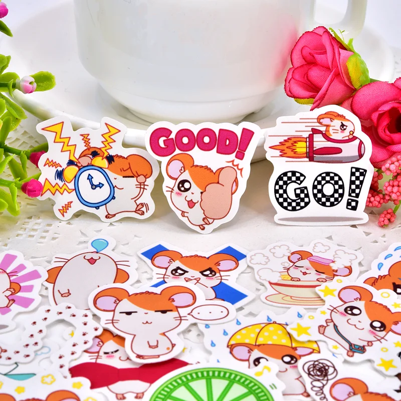 40pcs kawaii cute Self-made Hamster Stickers /Decorative Sticker /animal Hamtaro Scrapbooking  DIY Craft Photo Albums/Waterproof