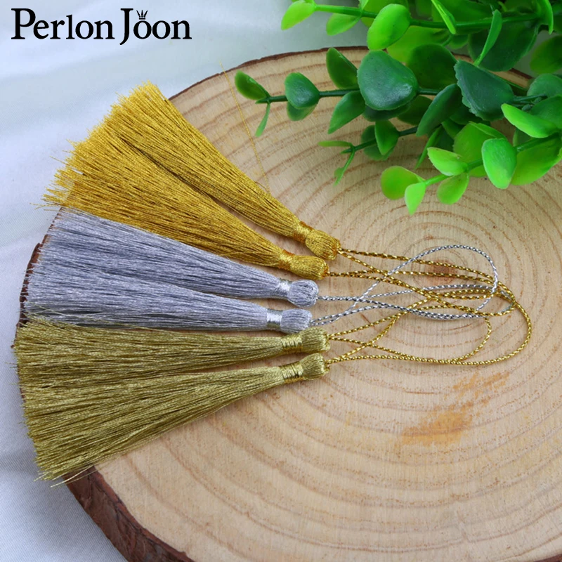 20PCs 13CM Gold/Silver Key Tassel Fringe Silk Thread Pendant Tassels Decorative For Jewelry DIY card Curtains Clothes