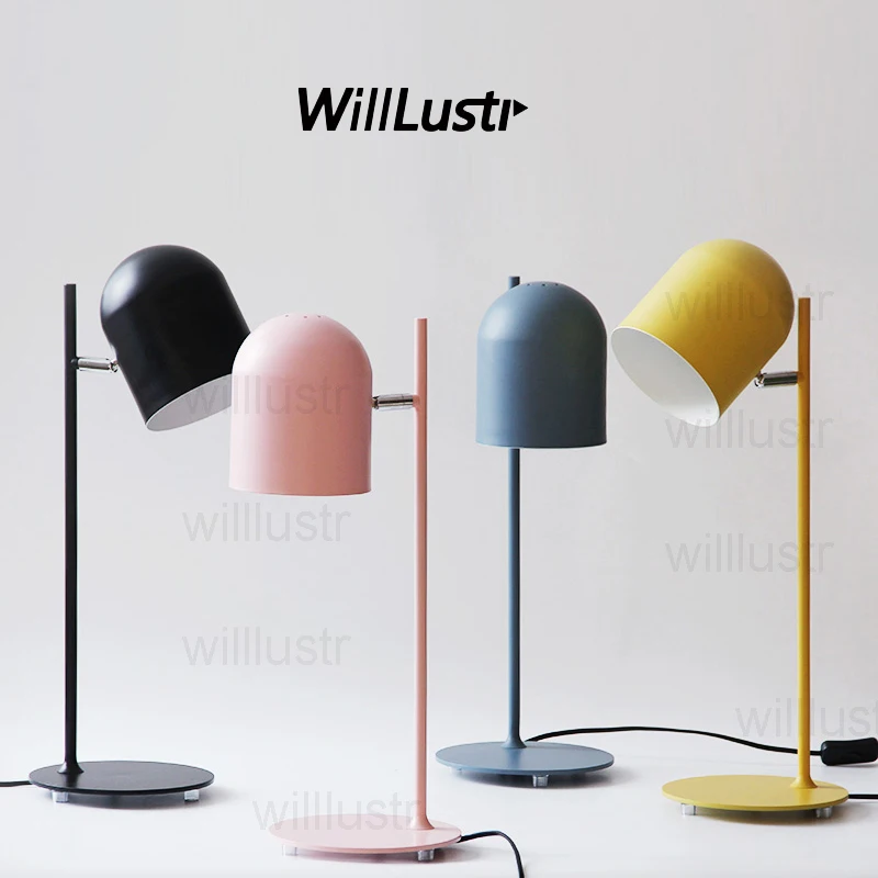 Willlustr new iron reading light bedside table lamp Macaron color pink black yellow blue study room desk lighting office hotel