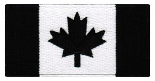 

CANADIAN FLAG EMBROIDERED IRON-ON PATCH CANADA EMBLEM ALL BLACK VERSION