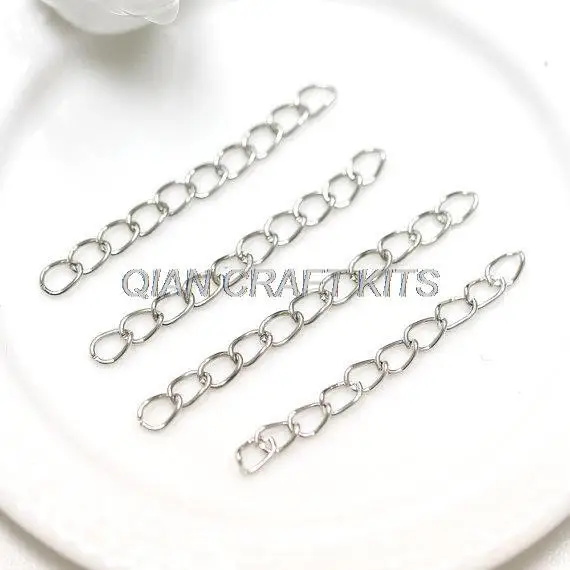 

set of 300pcs 50MM long dull silver or specified colors metal extender chain links tails for necklace bracelet