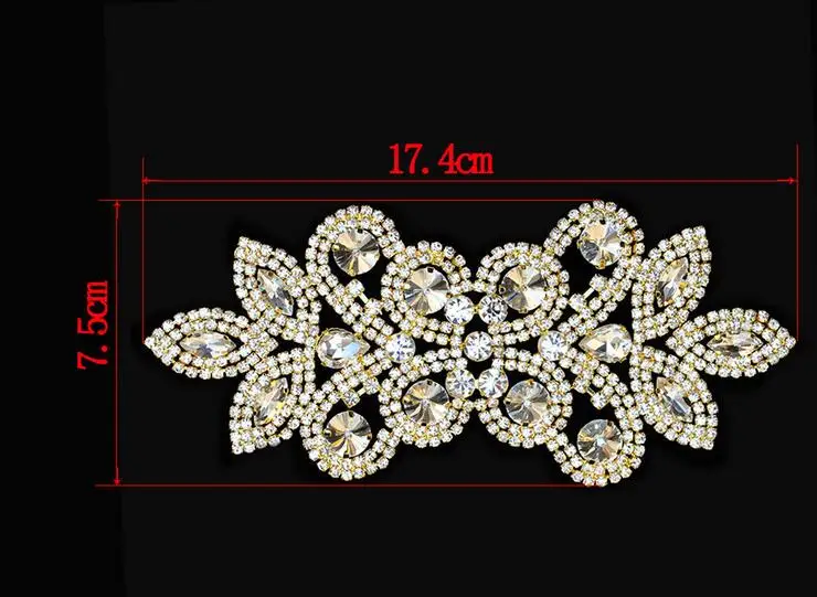 

Free Shipping Wholesale 10pcs/lot 7"x3" Rhinestone Applique for Wedding Gown Bridal Sash Evening Wear Rhinestone Patch ML15