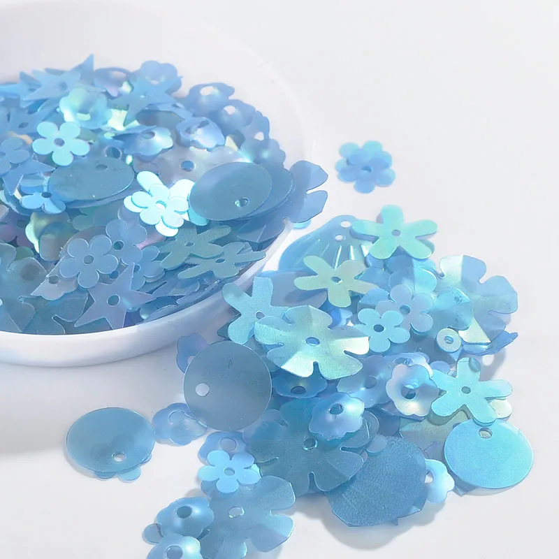 10g/Pack Matte Denim Blue Sequin Flower Plum Star Shell Shape Sequins Paillettes Wedding Confetti Handcraft Sewing Accessories