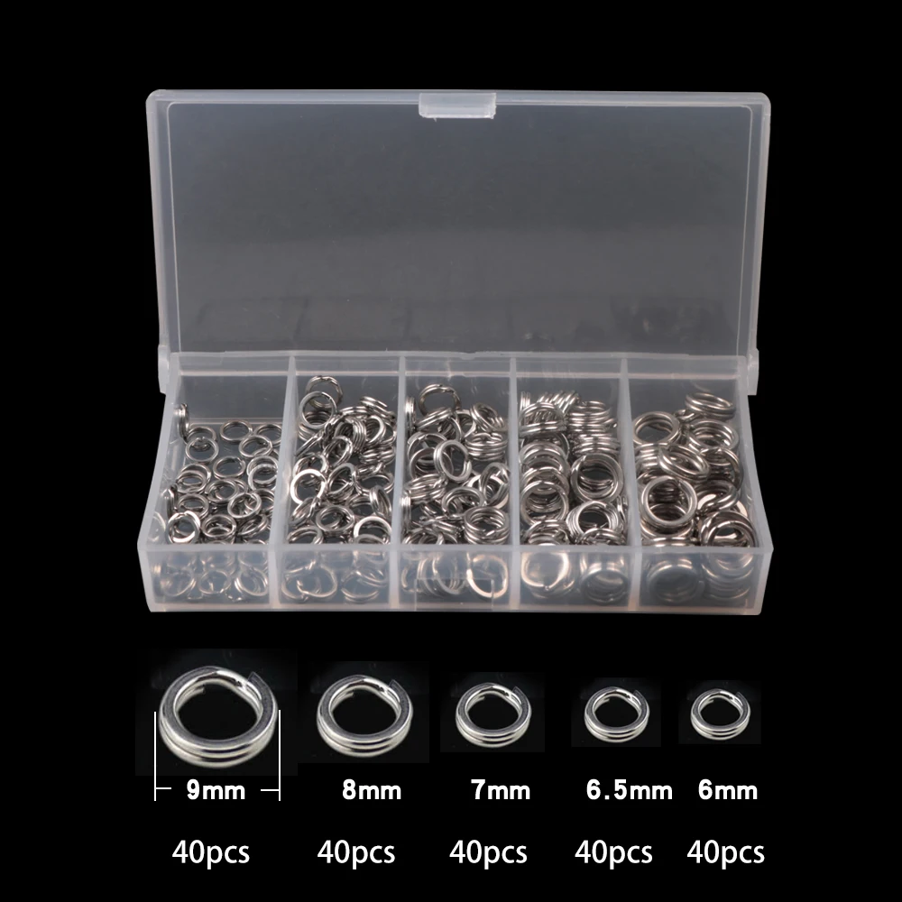 200pcs Stainless Steel Split Ring Assorted Fishing Tackle Fishing Rings for Blank Lures Crankbait Hard Bait fishing accessoies