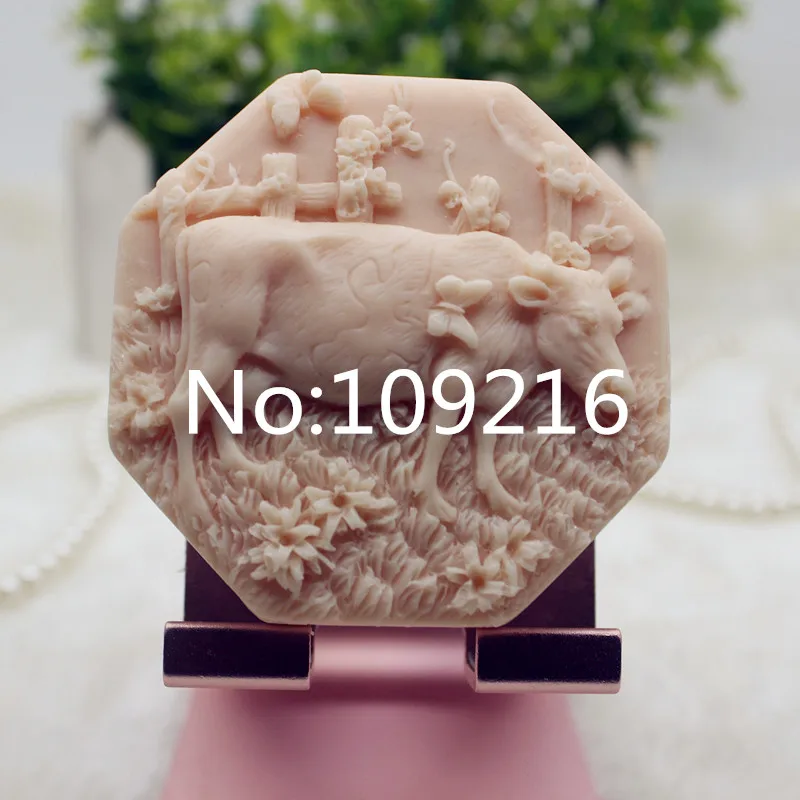 New Product!!1pcs The Chinese Zodiac Cattle (zx342) Food Grade Silicone Handmade Soap Mold Crafts DIY Mould