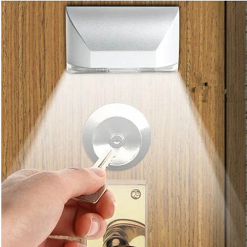 New 4 LED Door Lock Body Motion Sensor Led Night Light With Sticker PIR Keyhole Sensitive Detector lamp Indoor lighting