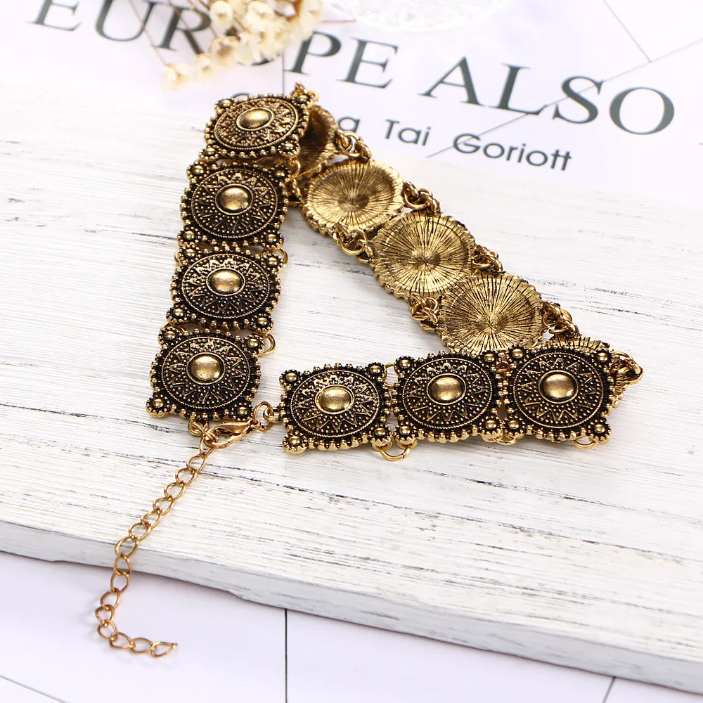Hot Boho Gypsy Collar Choker Necklace Jewelry for Women Vintage Ethnic Bohemia Silver Plated Alloy Statement Necklaces Bead Neck