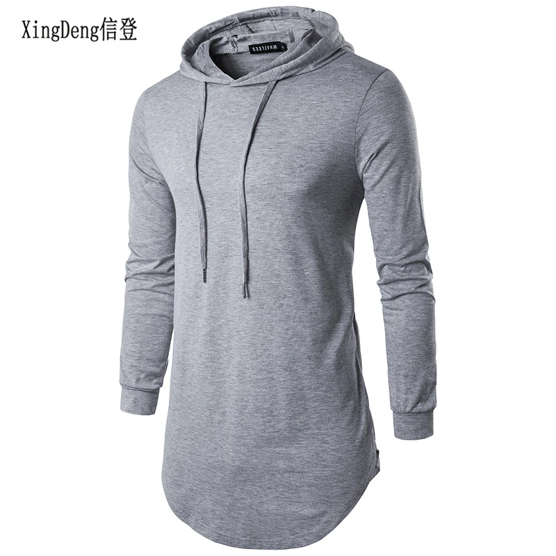 XingDeng Men\'s Autumn long sleeve Punk shirts Europe Street Hoodie fashion men hip hop hooded streetwear tee shirt top clothes