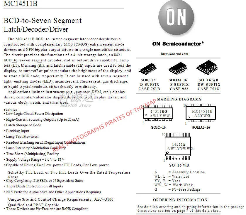 SOP16 MC14511B 14511B, 2 pièces/lot, en Stock