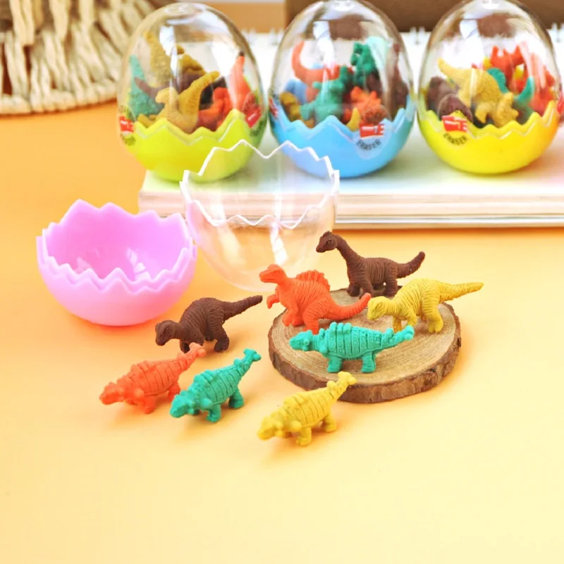 Set Karet Pensil Telur Dinosaurus Lucu Kawaii Hadiah Alat Tulis Pelajar Mode Penghapus Hewan Mini untuk Anak-anak Perlengkapan Kantor Sekolah