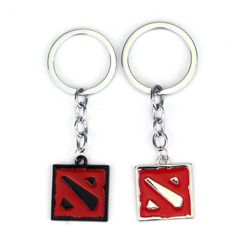 Dongsheng Dota 2 Jogo Online Keychain, Dota2 Logotipo Clássico, Forma Quadrada Pingente Chaveiro, Chaveiro Presente, Chaveiros Jóias