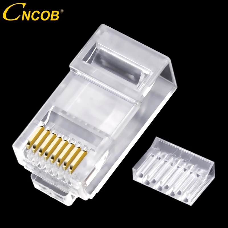 cncob Cat6 UTP rj45 Bending shrapnel network connector RJ-45 modular Ethernet connector Thousand M crimp computer crystal head