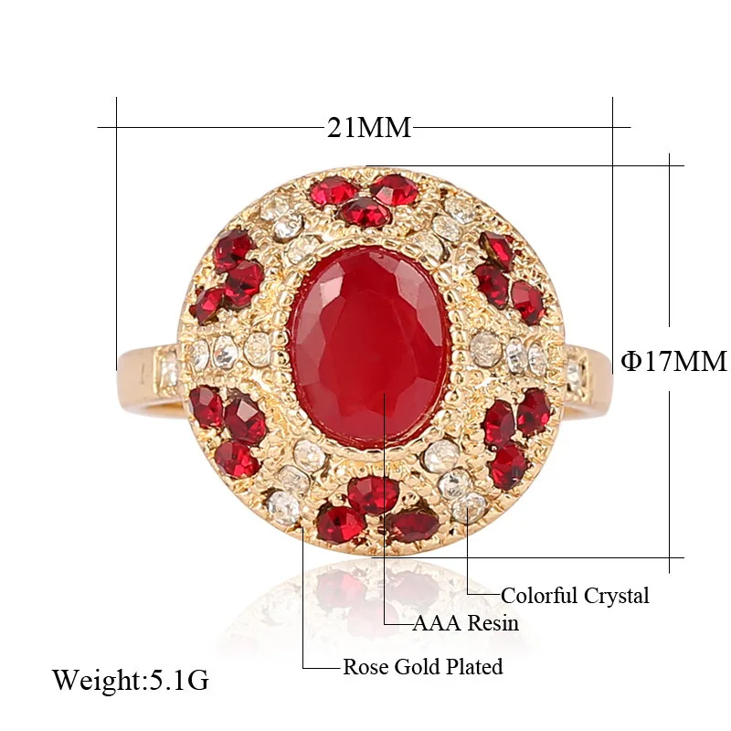 Wholesale Fashion 4 Colors Crystal Gold Wedding Rings For Women Luxury Indian Jewelry Accessories Love Gift