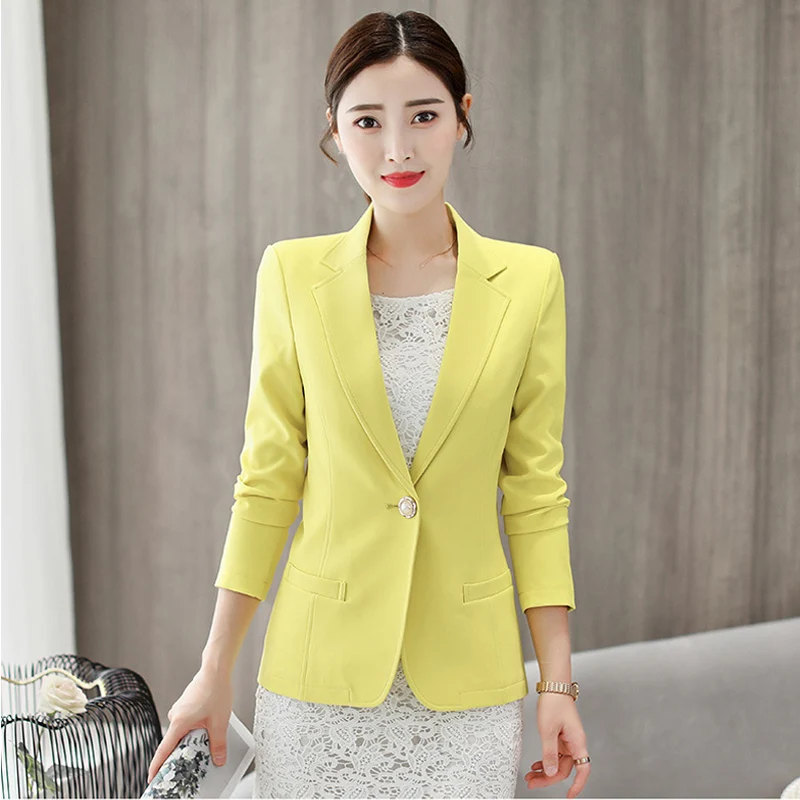 OL Slim Women Blazers And Jackets Suit Spring Autumn Fashion Korean Single Button Blazer Feminino Black Office Lady Blazer Tops