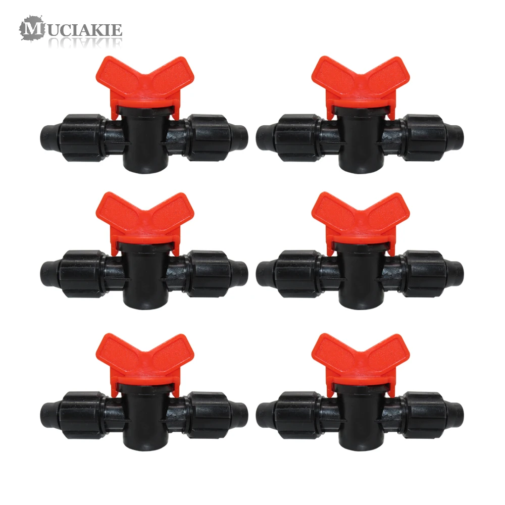 MUCIAKIE 20PCS Equal Coupling Connectors for 16mm Drip Tape Garden Irrigation Shut Off Switch Valve Greenhouse Water Adapter