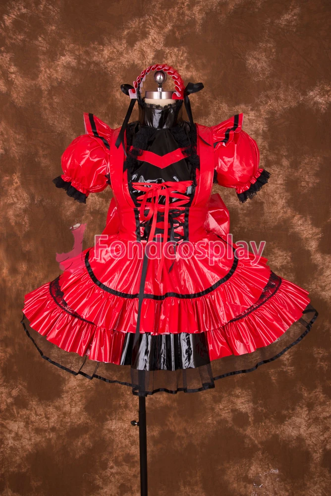 

Одежда для взрослых fondcosplay, сексуальная, с крестом, с замком, красная, тонкая, из ПВХ, костюм, униформа [P006]