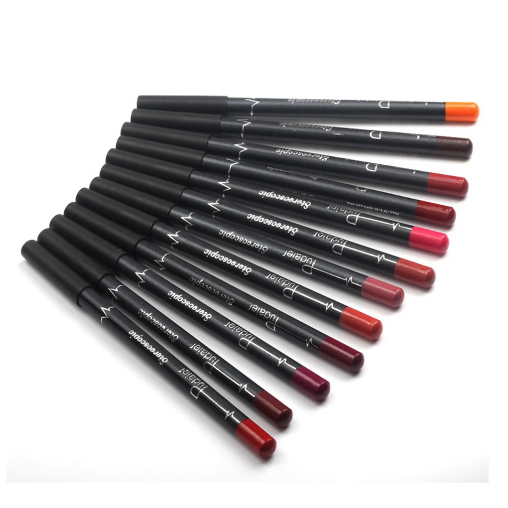 12PCS/Set New Fashion Women Waterproof Lip Liner Makeup Set Long Lasting Matte Lipsticks Lip Pencil Pen Girls Comestic Tools