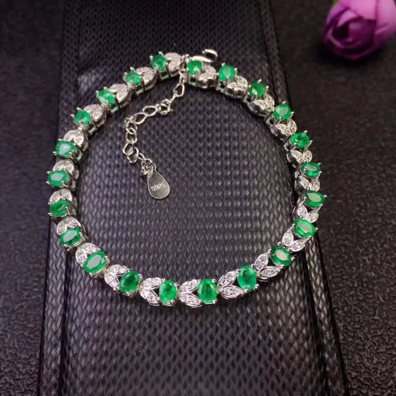 

Popular design jewelry new wind sign 925 silver natural emerald bracelet luxury Multi Gemstone high-end jewelry