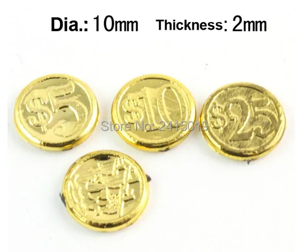 Free ship cool 100pc plastic pirate treasure MINI SIZE GOLD coins props toys for Birthday party favors cosplay kids hours fun