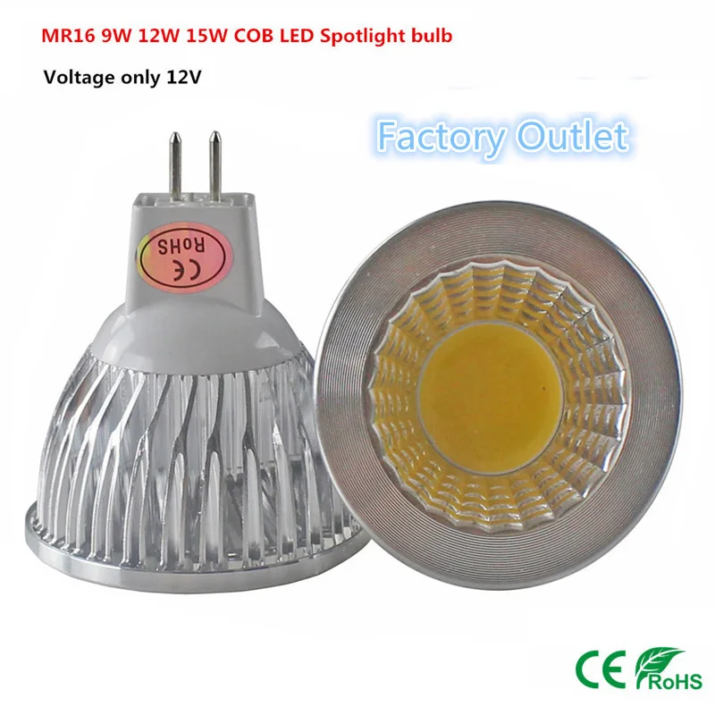 

10pcs Super deal MR16 COB 9W 12W 15W LED Light Bulb MR16 12V/220V/110V Warm White / Pure / Cold White led LIGHTING