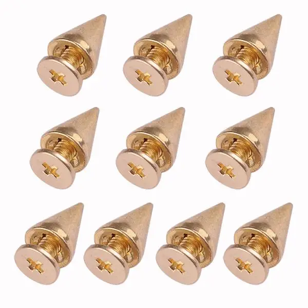 Cheap+49%off 10pcs/lot trendy 10mm golden spots cone screw metal studs rivet bullet spikes ES2188