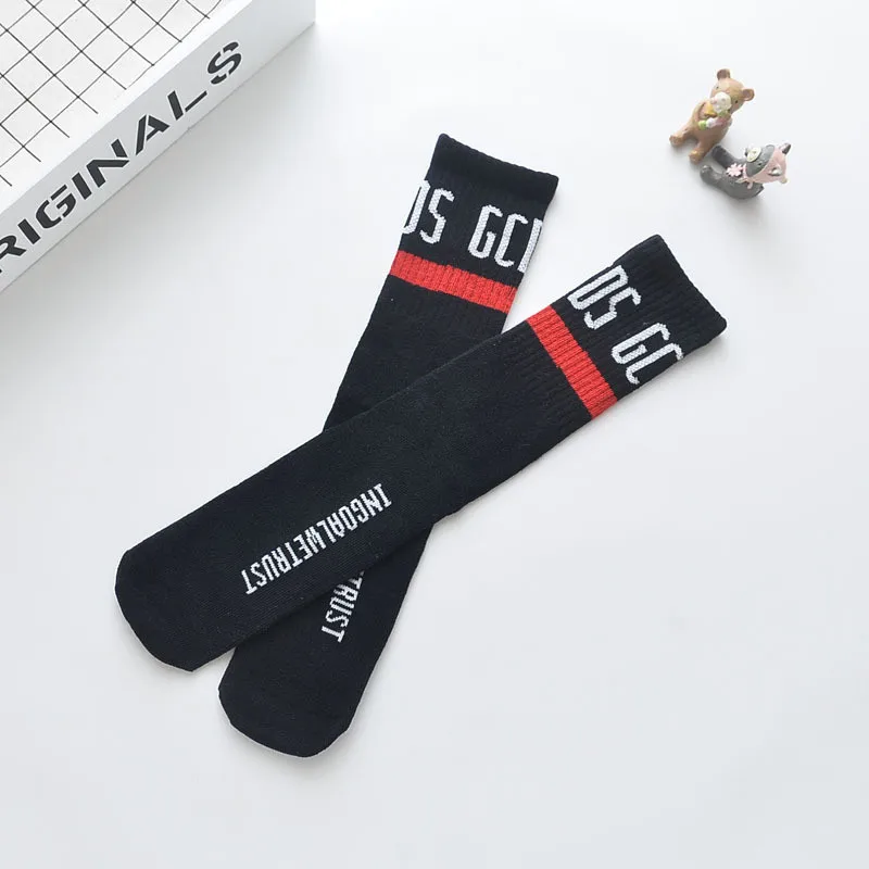 Girls Cotton Children's Socks Tide Letter Student Skarpety Knee Long Kids Toddler Baby Boy stripe Meias under the knee socken