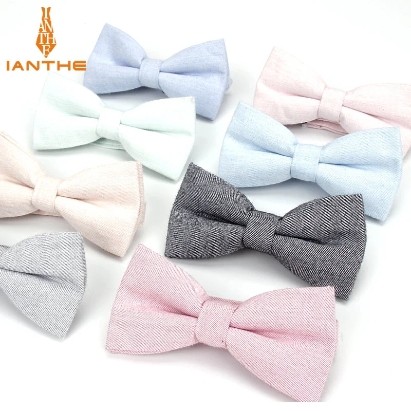 Brand New Men Fashion Bow Tie Cotton Butterfly Cravat Red Blue Pink Solid Kids Bowtie Tuxedo Parent Children Bows Male Butterfly