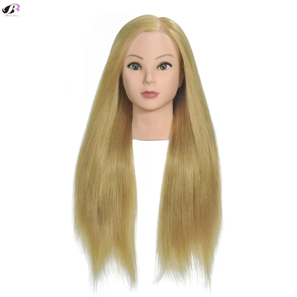 Cabeça de treinamento de cabelo humano 24 ", cabelo humano, manequim, cabeleireiro, estilização, cabeça de treino, 40%