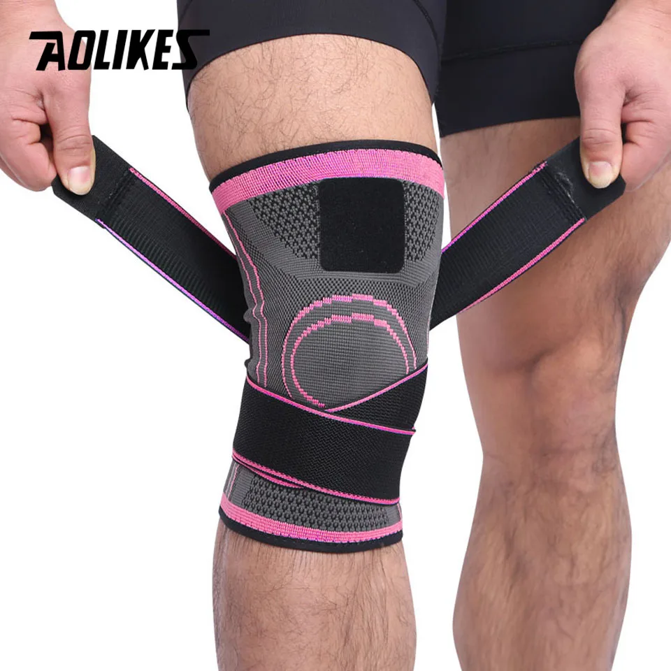 AOLIKES 1PCS Knee Support Professional Protective Sports Knee Pad Breathable Bandage Knee Brace Basketball Tennis Cycling images - 6