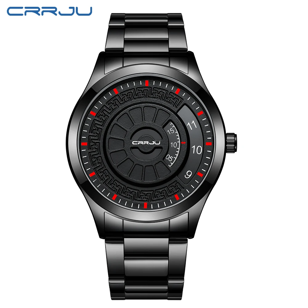 CRRJU Fashion Men Watch Top Luxury Brand Unique Style Watch Men Quartz Watch Waterproof Big Dial Sports Watches Retro Relogio