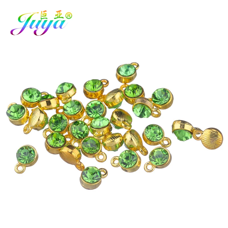 Juya 30pcs/lot Wholesale 12 Colors Cz Rhinestone Birthstone Charms Pendant For Handamde Pendant Birthday Jewelry Making Supplies