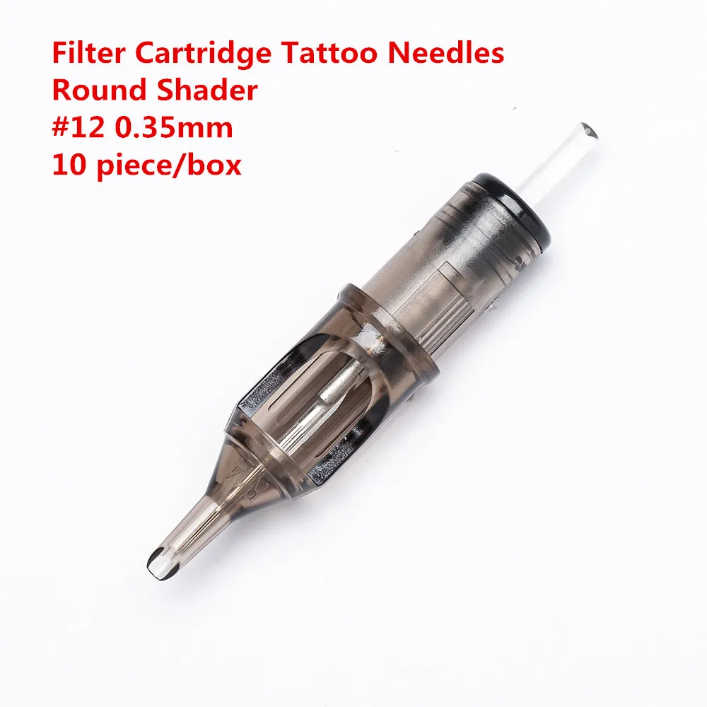 10 pcs/lot Original Filter Cartridge Tattoo Needles Round Shader #12 0.35 mm Membrane System Needles for Cartridge Machine Grip