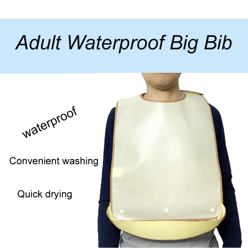 1PC Waterproof Anti-oil Reusable Waterproof Big Size Adult Elder Mealtime Bib elder mealtime bib