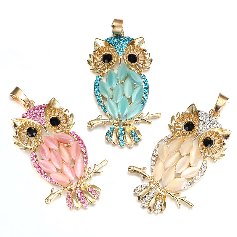 MODKISR Hollow Golden Zircon Lady pendant Box Owl Aromatherapy Locket Essential Oil Diffuser Magnetic Opening Necklace Jewelery