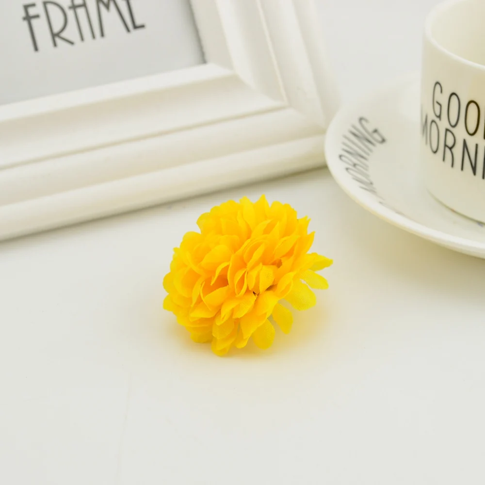5CM 20 Stück Mehrschichtige Seiden-Chrysanthemenköpfe Künstliche Blumen Günstig für Heim- und Hochzeitsdekoration DIY Kranz Brautstrauß – Detail 7