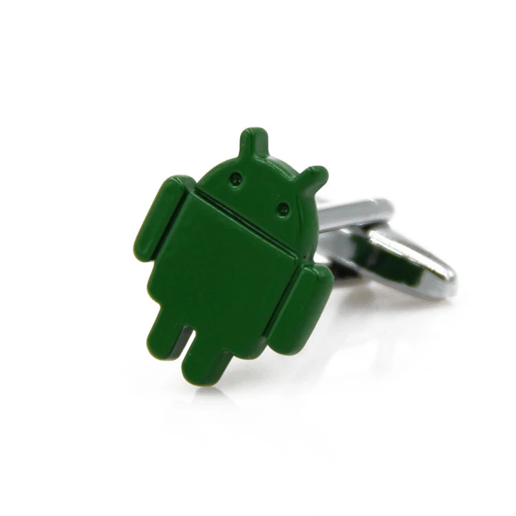 iGame New Arrival Men\'s Novelty Cufflinks Android Robot Design Green Painting Brass Cuff Links Wholesale & Retail