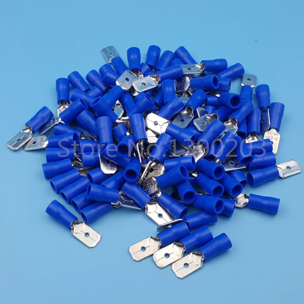 

1000Pcs Blue 6.3mm Male MDD2-250 16-14AWG Spade Insulated Quick Disconnects Wire Crimp Terminals