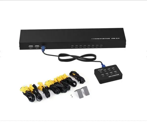 MT-VIKI 8 Port Smart KVM Switch Manual Key Press VGA USB Wired Remote Extension Switcher Console with Original Cable 801UK-L