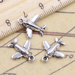 航空機愛好家のためのチャーム,15x14mm,30個,チベットシルバーカラーペンダント,アンティークジュエリー,手作り,diy