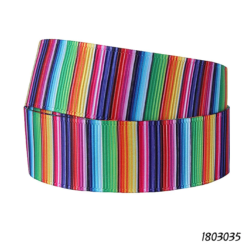 Rainbow stripe grosgrain ribbon print Mexican blanket pattern 50yards FOE