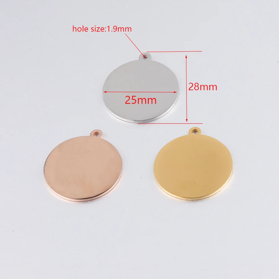 Fnixtar 20Pcs 10/15/20/25mm Stainless Steel Round Blank Stamping Plated Discs Mirror Polish Charms For DIY Custom Making Jewelry