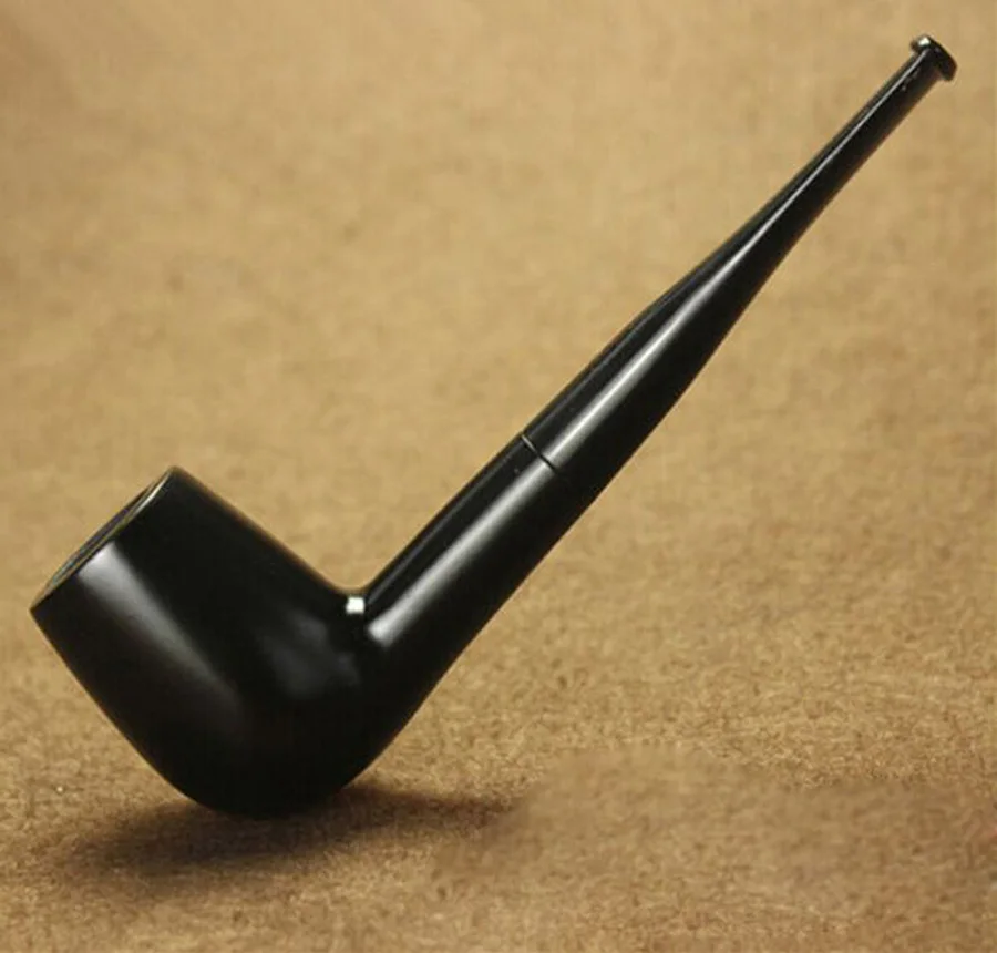 Cool Handmade 100% Nature Ebony Wood Straight Type Smoking Pipe Tobacco Wooden Pipe Gift 10X 9mm Filters + Pouch + Holder #519bS