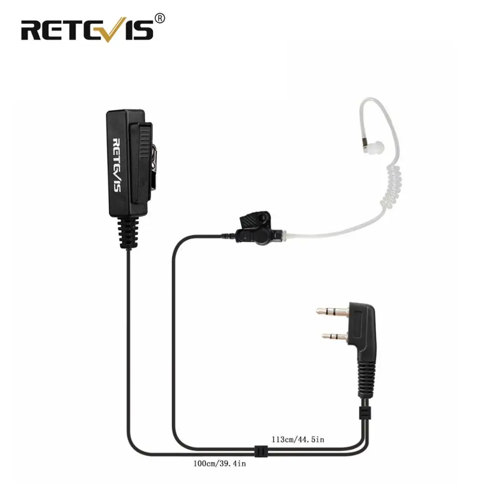 Big Size PTT 2Pin Mic Earpiece Headset For Kenwood Retevis H777 RT5R RT5 RT7 RT22 For Baofeng UV5R Quansheng UV K5 UV K6 Radios