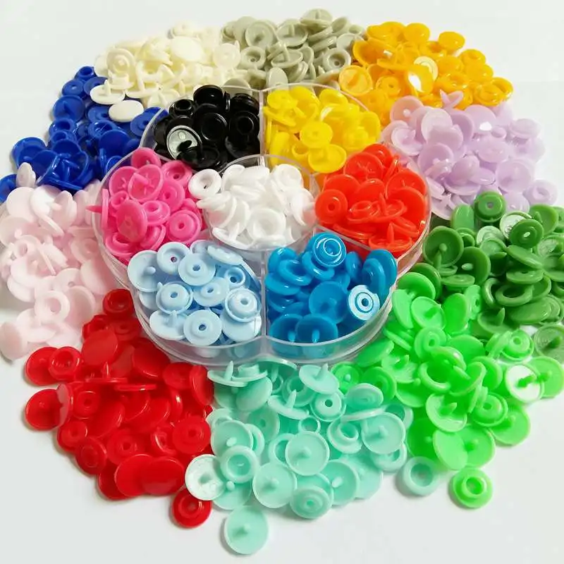 30-100Sets/lot T5 Snap Buttons mix Colors Round Plastic button Quilt Cover Sheet Button Garment Accessories For Baby Clothes