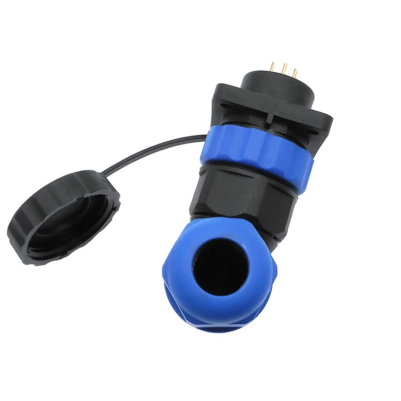 SP20 waterproof connector 2/3/4/5/6/7/8/9/10/12/14 pin IP68 angle connectors 90 degree elbow flange socket