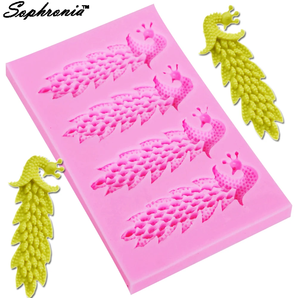 

10PCS/SET F1215 3D Peacock Animals Cake Silicone Mold Cupcake Fondant Cake Decorating Tools Chocolate Gumpaste Candy Moulds