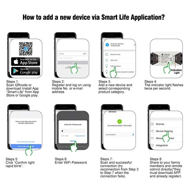 Emylo Wifi Schakelaar Slimme Draadloze Afstandsbediening Elektrische Voor Diy Domotica Relais Module 10A 90-250V Ondersteuning ios Android