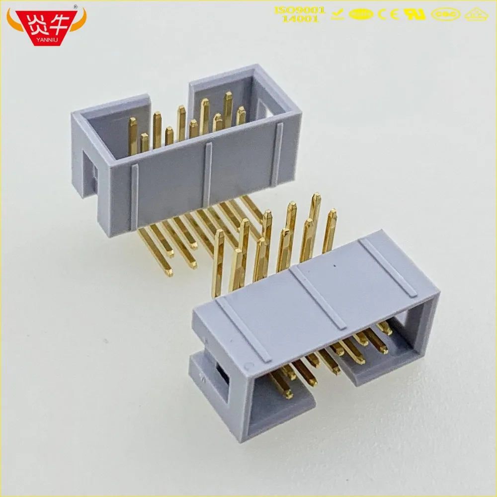 

50Pcs DC3-10P GREY WHITE 10PIN IDC SOCKET BOX 2.54mm PITCH BOX HEADER RIGHT ANGLE CONNECTOR CONTACT PART GOLD-PLATED 3Au YANNIU