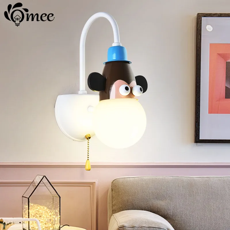 Cartoon Kid Wall Lamp Child Bedroom Lighting Novelty Animal Cartoon Giraffe / Monkey / Zebra LED Children Bedside Wall Light